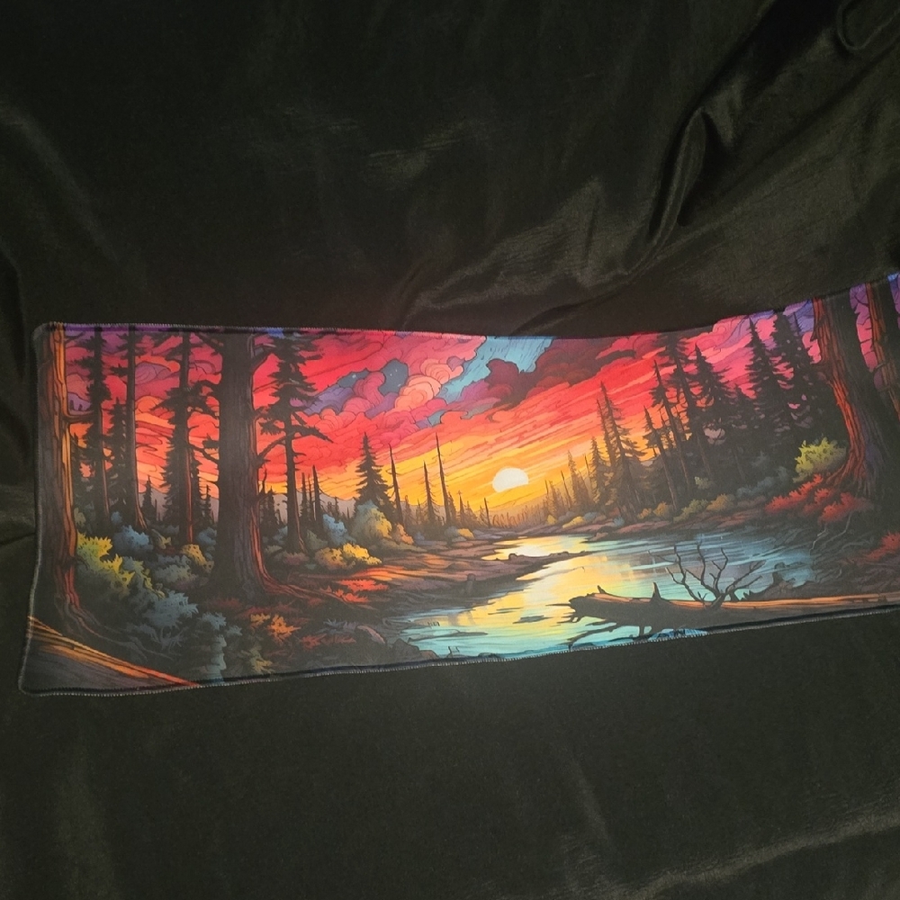 Colorful Forest Sunset Desk Mat